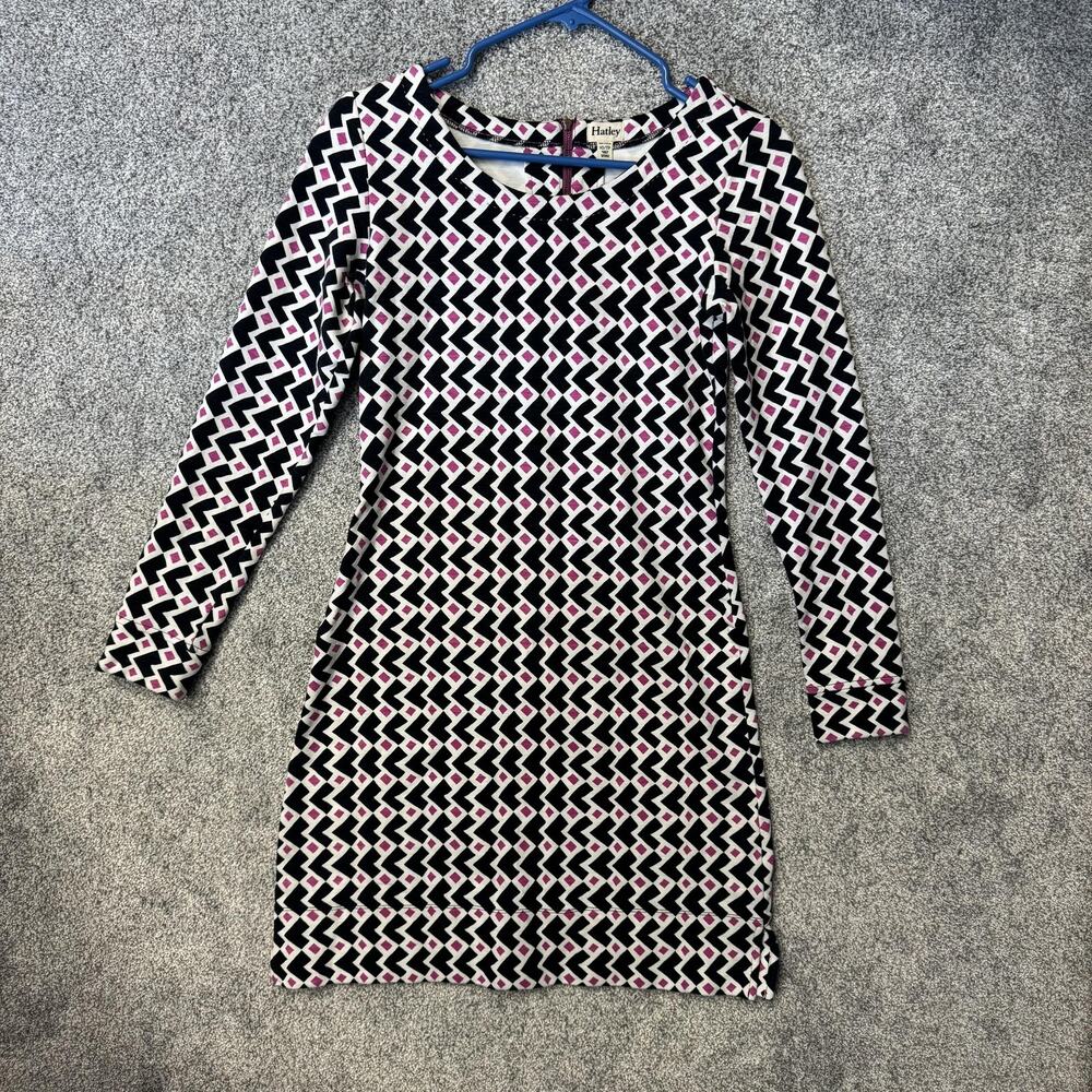 Hatley Dress XS Geometric Mod Retro 60s Preppy Chic Office Bodycon Mini Stretch